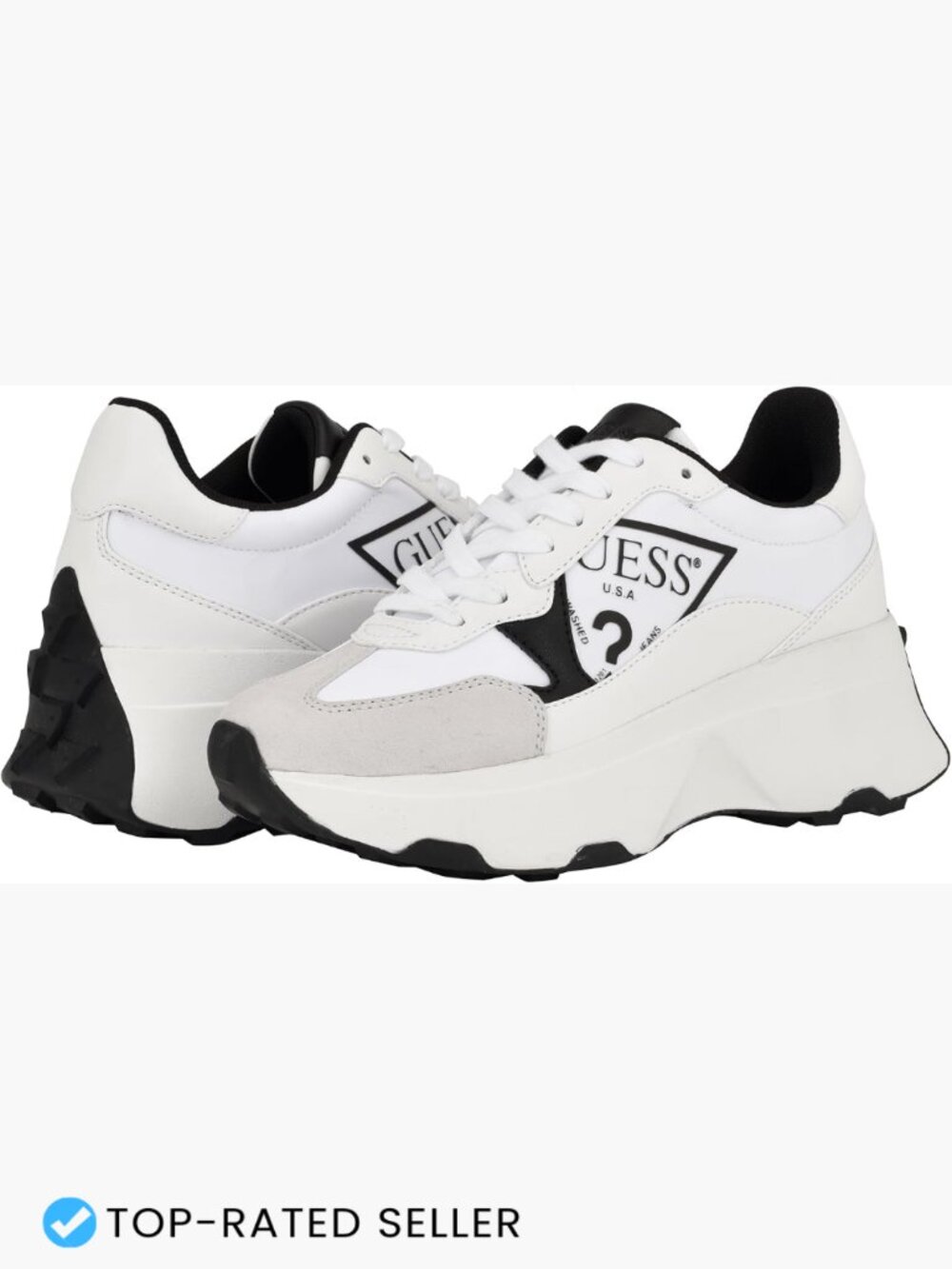 Chunky White Sneakers Women's Fashion Athletic Lace-Up Platform Comfortable